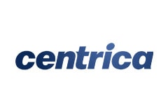 White tile with the logo of Centrica written in blue.