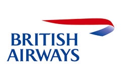 White tile with the words British Airways written in red and blue.