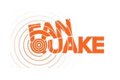 White tile with the word FanQuake written in orange.