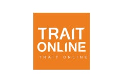 Orange tile with the words Trait Online written in white.