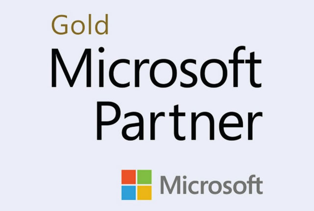 White tile with the words 'Gold Microsoft Partner' in the centre.