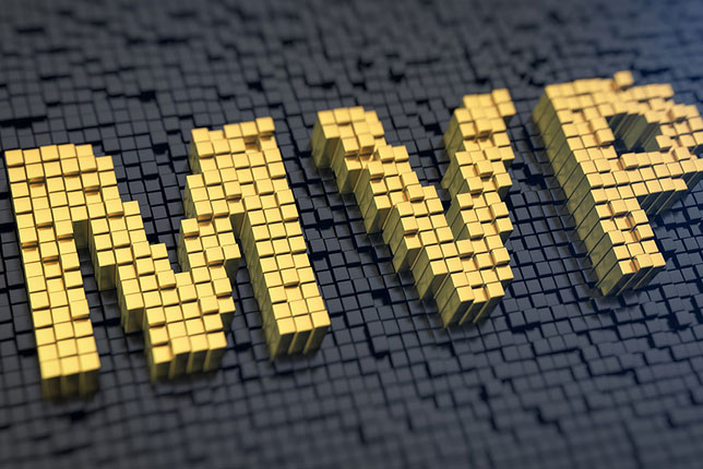Black blocks with a set of yellow blocks arranged to spell the acronym 'MVP'.