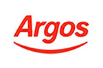 White tile with the logo of Argos written in red.