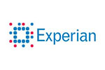White tile with the word Experian written in blue next to company logo.