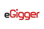 White tile with the word eGigger written in black and red.