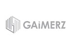 White tile with the word Gaimerz written in grey next to company logo.