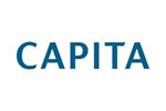 White tile with the word Capita written in blue.