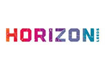 White tile with the words 'Horizon Leeds' written in shades of orange, purple and blue.